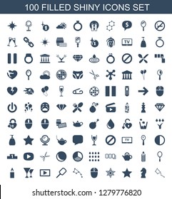 shiny icons. Trendy 100 shiny icons. Contain icons such as constellation, chess horse, star, explosion, mouse, mirror, play, wine glass, candle. shiny icon for web and mobile.