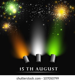 Shiny Indian Flag color background made with spot lights. EPS 10.