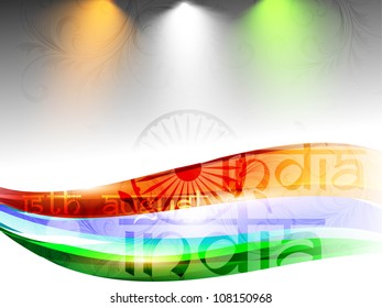 Luminoso fondo de la ola de la bandera india. EPS 10.