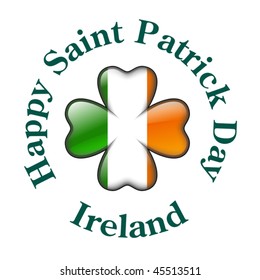 shiny ireland flag with four leaves clover shape