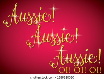 Shiny iridescent glitter Australia text in vector format.