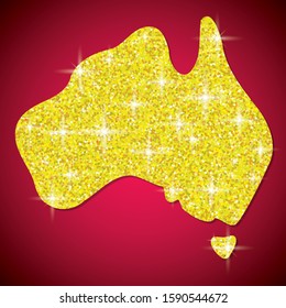 Shiny iridescent glitter Australian map in vector format.
