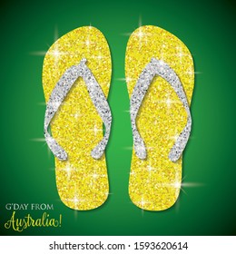 Shiny iridescent glitter Australian Thongs (Flip Flops) in vector format.