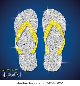 Shiny iridescent glitter Australian Thongs (Flip Flops) in vector format.