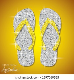 Shiny iridescent glitter Australian Thongs (Flip Flops) in vector format.