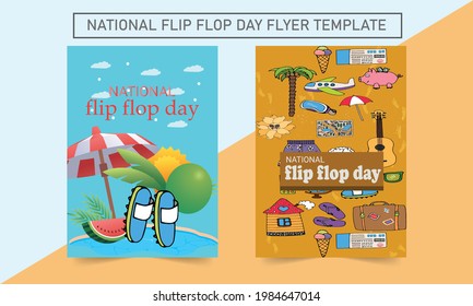 Shiny iridescent glitter Australian Thongs (Flip Flops). Flip Flop Day Flyer Design. vector illustration.