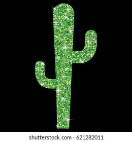 Shiny iridescent glitter cactus in vector format