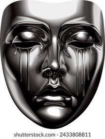 a shiny iron mask depicts grief and sadness