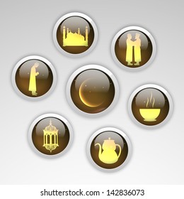 Shiny Islamic Icons Set.