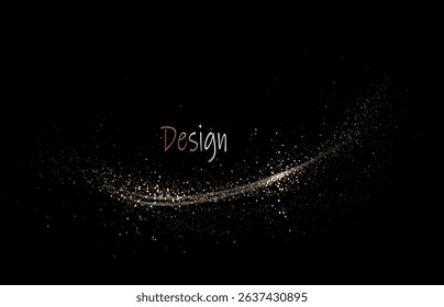 Shiny isolated design element, shiny arc with tinsel on black background