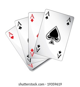 shiny isolated poker playing cards / aces in vector