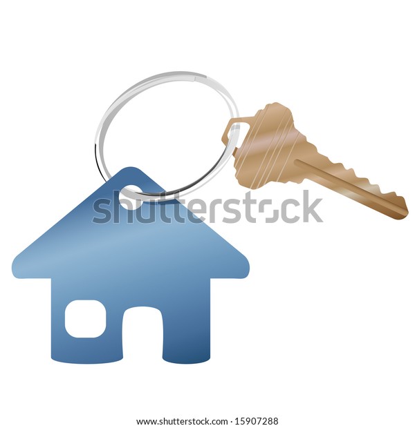 Shiny Key Ring Brass House Key Stock Vector (Royalty Free) 15907288