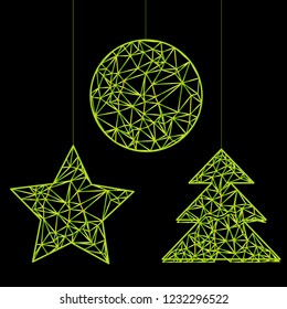 Shiny knitted christmas triangular ornament