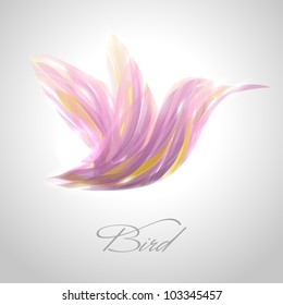 Shiny lavender striped hummingbird. Vector illustration.