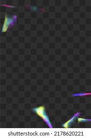 Shiny Lens Vector Transparent Background. Color Confetti Dreamy Wallpaper. Holographic Glitter Metal Illustration. Holo Isolated Flash Border.