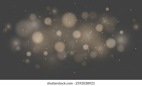 Shiny light bokeh background. Glowing lights effect. Abstract sparkling particles design. Vector