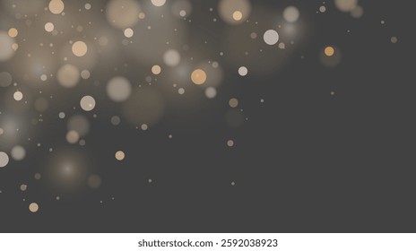 Shiny light bokeh background. Glowing lights effect. Abstract sparkling particles design. Vector