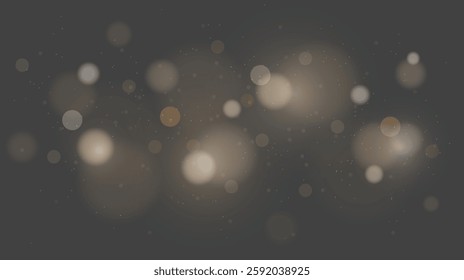 Shiny light bokeh background. Glowing lights effect. Abstract sparkling particles design. Vector