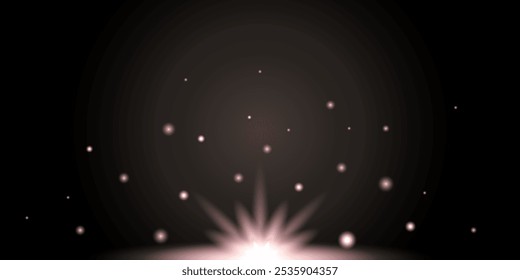 shiny light glow effect with pink shade, dark background. vector illustration