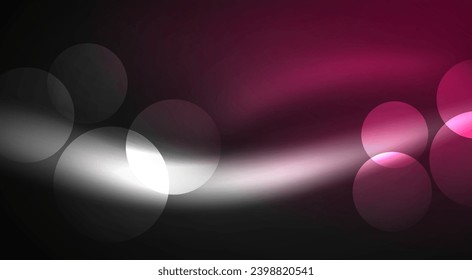Círculos de burbujas de neón de luz brillante. Ilustración vectorial para fondo de escritorio, pancarta, fondo, tarjeta, ilustración del libro, página de inicio