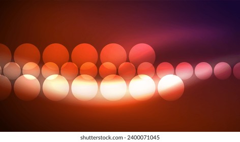 Círculos de burbujas de neón de luz brillante. Ilustración vectorial para fondo de escritorio, pancarta, fondo, tarjeta, ilustración del libro, página de inicio