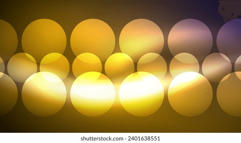 Círculos de burbujas de neón de luz brillante. Ilustración vectorial para fondo de escritorio, pancarta, fondo, tarjeta, ilustración del libro, página de inicio
