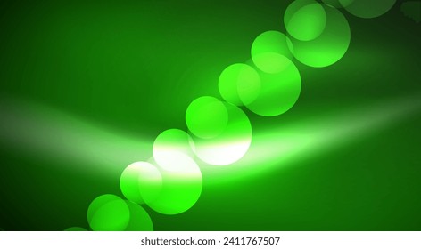 Círculos de burbujas de neón de luz brillante. Ilustración vectorial para fondo de escritorio, pancarta, fondo, tarjeta, ilustración del libro, página de inicio