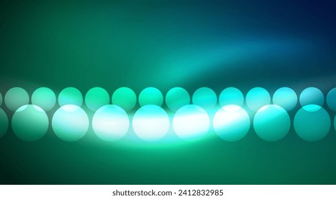 Círculos de burbujas de neón de luz brillante. Ilustración vectorial para fondo de escritorio, pancarta, fondo, tarjeta, ilustración del libro, página de inicio