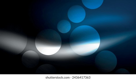 Círculos de burbujas de neón brillante. Ilustración vectorial para fondo de pantalla, banner, fondo, tarjeta, ilustración de libro, página de destino