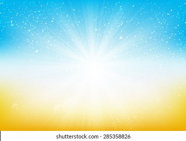 Shiny light on blue and orange background