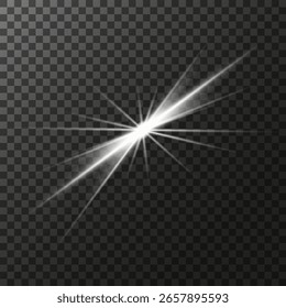 Proyección de luz brillante. Efecto láser brillante con destello abstracto, foco y rayo de brillo. Png transparente para fondo festivo, espectáculo escénico o ilustración mágica de concierto