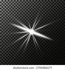 Proyección de luz brillante. Efecto láser brillante con destello abstracto, foco y rayo de brillo. Png transparente para fondo festivo, espectáculo escénico o ilustración mágica de concierto