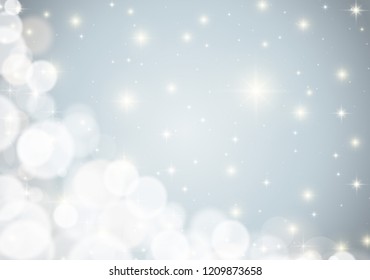 Shiny lights star on silver background