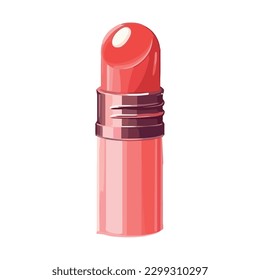 Shiny lipstick tube with metallic cap over white