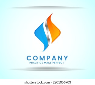 letra de diseño de logotipo brillante S aislado Gradiente azul y naranja