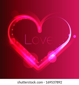 Shiny love heart background. Wedding invitation template.