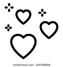Shiny loving hearts icon. Outline shiny loving hearts vector icon for web design isolated on white background