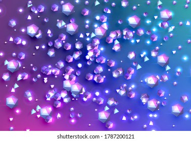Schlaue Low-Poly-Kugeln mit Dreiecken und Glitter, Vektorgrafik