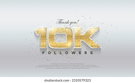 Shiny luxury gold 10k followers. premium vector background for celebration.