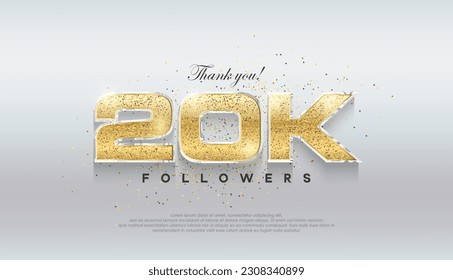 Shiny luxury gold 20k followers. premium vector background for celebration.