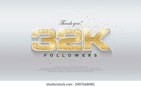 Shiny luxury gold 32k followers. premium vector background for celebration.