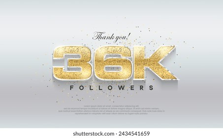 Shiny luxury gold 36k followers. premium vector background for celebration.