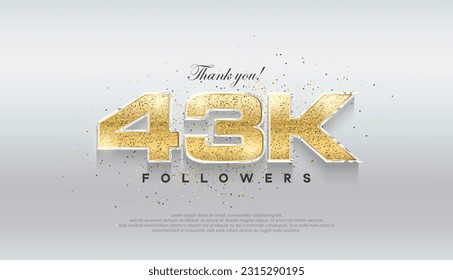Shiny luxury gold 43k followers. premium vector background for celebration.