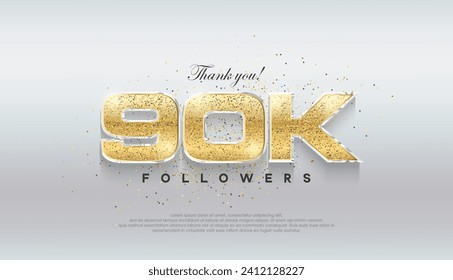Shiny luxury gold 90k followers. premium vector background for celebration.