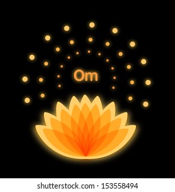 Shiny mandala with glossy lotus. Buddhistic banner. Hinduism symbol, Yoga meditation image
