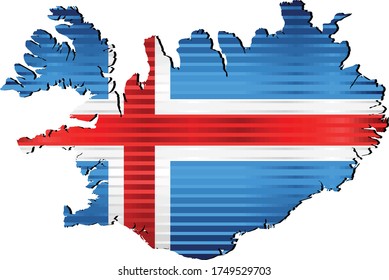 Shiny map of Iceland - Illustration, 
Three Dimensional Map of Iceland