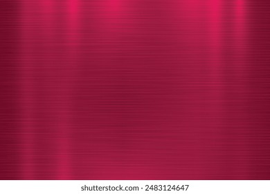 Shiny maroon, pink brushed steel metal texture background vector illustration.