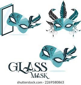 shiny mask decorated with feathers