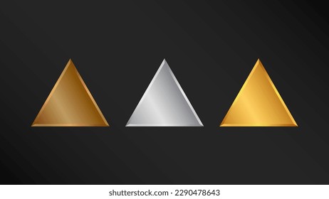 Shiny Metal Blank Triangle Shape Vector Set