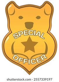 A shiny metal canine police badge for special officers